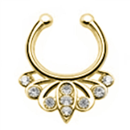 1/2Piece Stainless Stell Fake Nose Ring Septum Piercing Jewelry Crystal Fake Septum Piercing Ring Bulk Faux Nose Piercing Lot