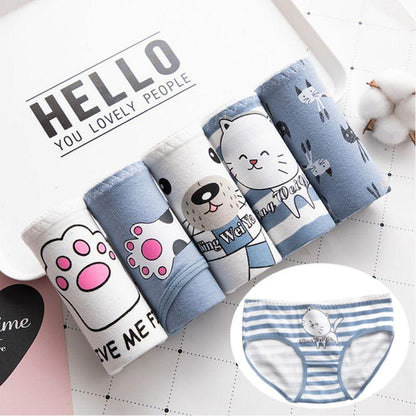 5PCS/Set Cute Cartoon Rabbit Panties Cotton Women Underwear Female Ladies Soft Breathable Briefs Girls Shorts Underpants