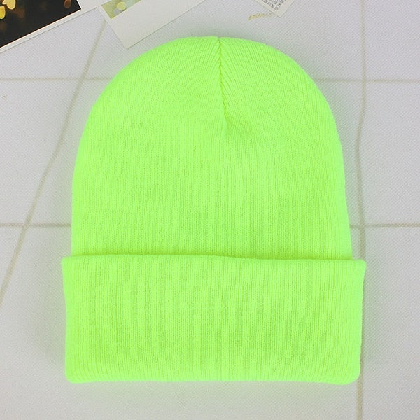 Winter Hats for Woman New Beanies Knitted Fluorescent Cute Hat Girls Autumn Female Beanie Caps Warmer Bonnet Ladies Casual Cap