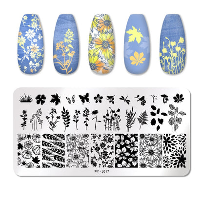 PICT YOU Rose Flower Nail Stamping Plates  Line Pictures Nail Art Plate Stamp Template Marble Leaves Image Printing Plates Tools