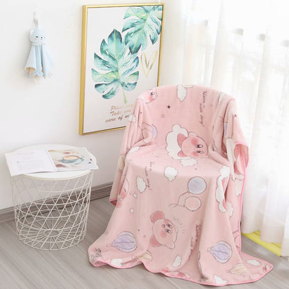 Kawaii Kirby Pink Video Game Pattern Blanket Plush Pillowcase Household Items Home Decoration Birthday Holiday Surprise Gift