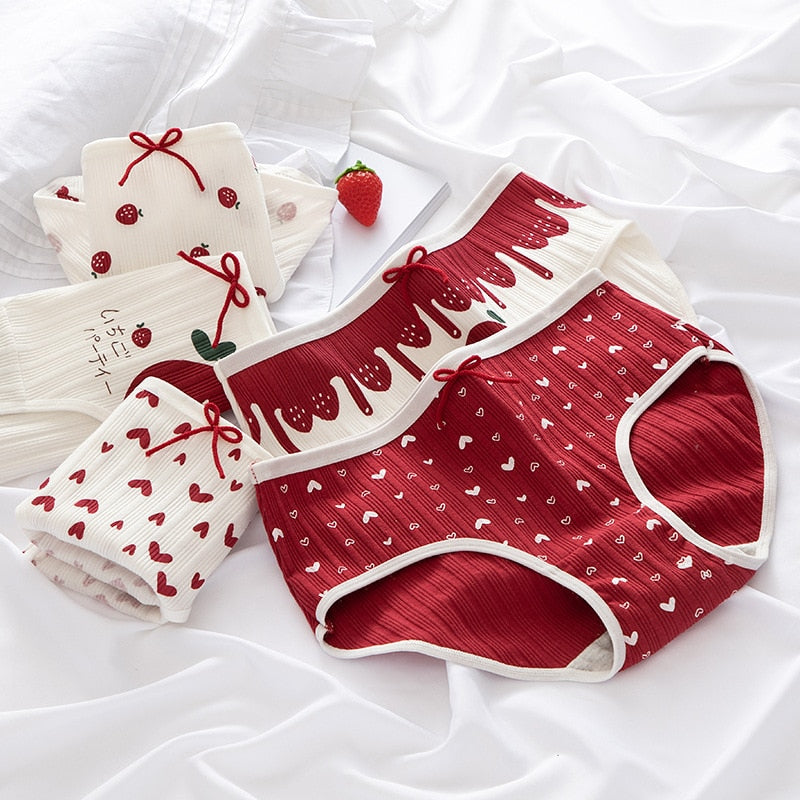 5Pcs/set Cotton Panties for Women Girl Briefs Underwear Plus Size Cute Soft Short Pantys Lingerie Female Ladies Underpants