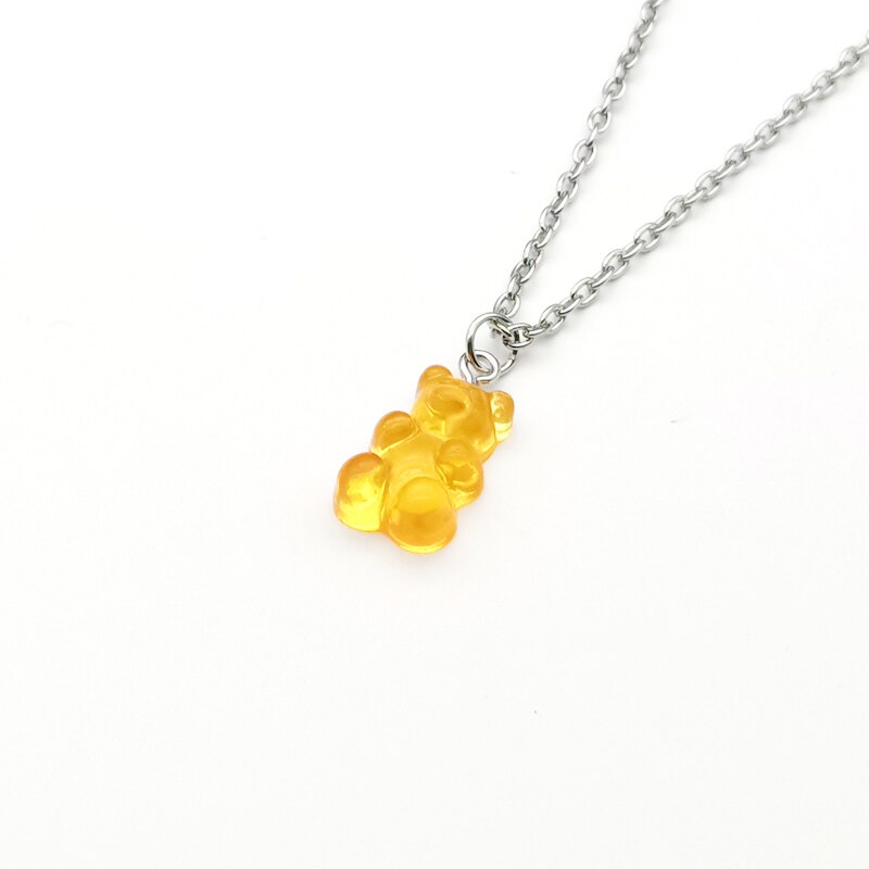 Handmade 33 Colors Cute Judy Cartoon Bear Chain Necklaces, Candy Color Pendant For Women&Girl Daily Jewelry Party Gifts