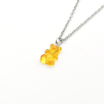 Handmade 33 Colors Cute Judy Cartoon Bear Chain Necklaces, Candy Color Pendant For Women&Girl Daily Jewelry Party Gifts