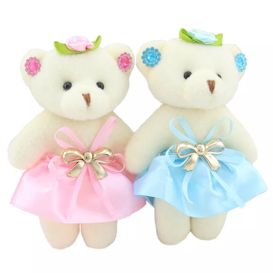 1pcs Kawaii 11cm Small Bears Stuffed Plush Toy Mini Cartoon Bouquet Bear Wedding Children Toy Phone Key Pendant