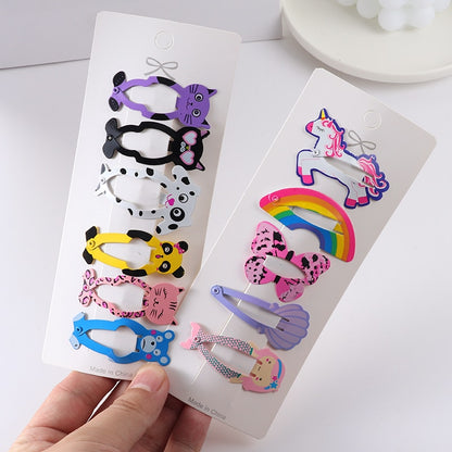 New Girls Cartoon Pattern Hairpins Cute Animal Rainbow Sweet Hair Clips Kids BB Clips Hair Accessories Fashion Barrettes Gift