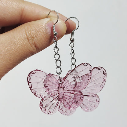 ZX Transparent Resin Butterfly Big Statement Drop Earrings for Women Girls Cute Animial Hanging Earrings Wholesale Jewelry Gifts