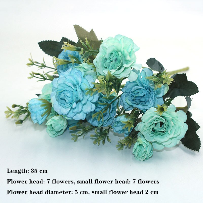 Blue variety autumn fake tea rose peony silk flower autumn gerbera daisy fake flower plastic DIY wedding home accessories