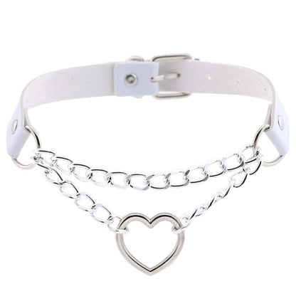 Pastel Goth Choker Heart Collar For Girl Cosplay Harajuku Necklace Neck Strap Chocker Kawaii Pink  Aesthetic Accessories