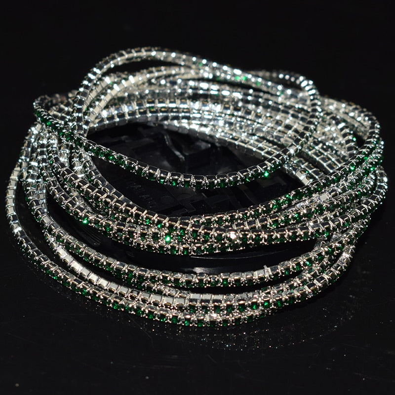 10 Pieces of Ladies Transparent Shiny Crystal Bracelet 27 Colors Full Rhinestone Elastic Bracelet Women Wristband Bracelet Gift