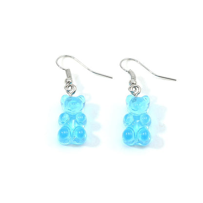 Creative Cute Candy Colorful Animal Gummy Bear Earrings Minimalism Cartoon Design Female Ear Hooks Danglers Jewelry Kids Gift