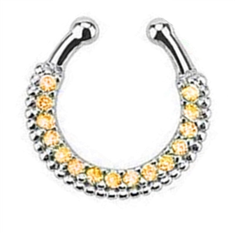 1/2Piece Stainless Stell Fake Nose Ring Septum Piercing Jewelry Crystal Fake Septum Piercing Ring Bulk Faux Nose Piercing Lot