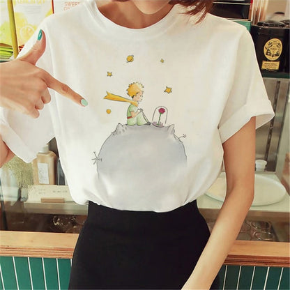Hot Spring Summer Little Prince Graphic Women's T-Shirt Little Prince Graphic Tees Vouge Shirts For women O-Neck Short Sleeve