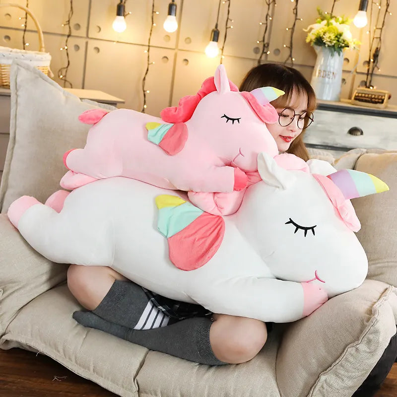 25-100cm Kawaii Giant Unicorn Plush Toy Soft Stuffed Unicorn Soft Dolls Animal Horse Toys For Children Girl Pillow Birthday Gifts