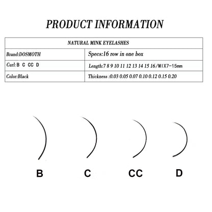 DOSMOTH 16Rows thickness 0.03 to 0.20 Faux mink eyelashes individual eyelash lashes soft  eyelash extension False eyelash