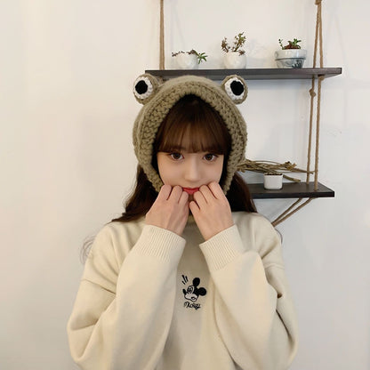 Fashion Frog Hat Beanies Knitted Winter Hat Solid Hip-hop Skullies Knitted Hat Cap Costume Accessory Gifts Warm Winter Bonnet