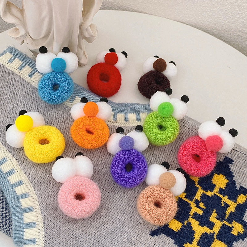 Fashion funny big eyes hair rope scrunchie new cute female girl candy color high stretch hair ring headwear accessories