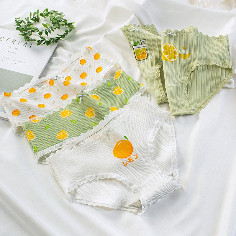 5Pcs/set Cotton Panties for Women Girl Briefs Underwear Plus Size Cute Soft Short Pantys Lingerie Female Ladies Underpants