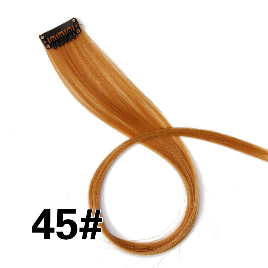 Alileader Clip On Hair Extension 57Color Ombre Straight Hair Extension Clip In Hairpieces High Temperature Faber Hair Pieces