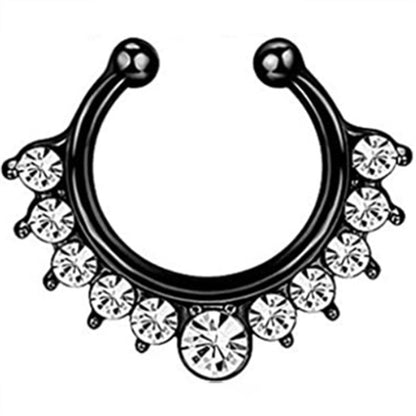 1/2Piece Stainless Stell Fake Nose Ring Septum Piercing Jewelry Crystal Fake Septum Piercing Ring Bulk Faux Nose Piercing Lot