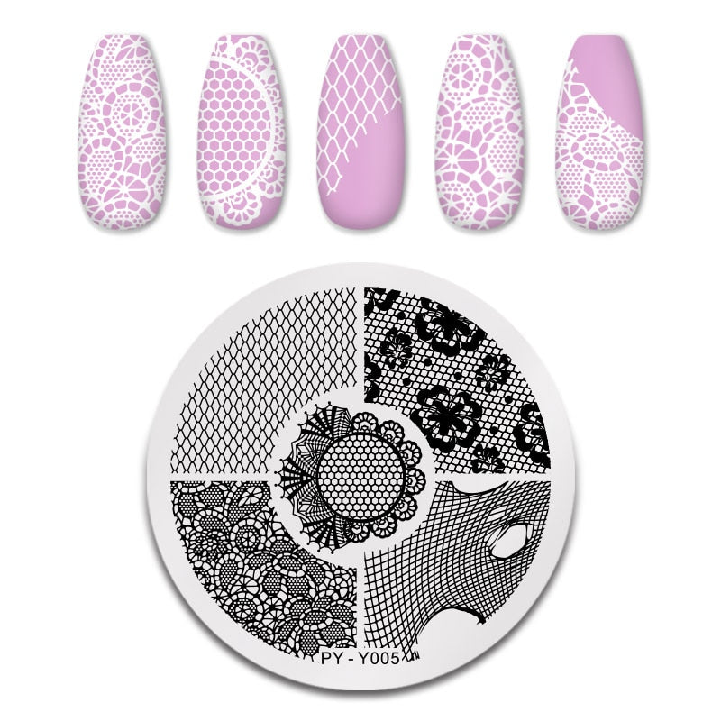 PICT YOU Rose Flower Nail Stamping Plates  Line Pictures Nail Art Plate Stamp Template Marble Leaves Image Printing Plates Tools