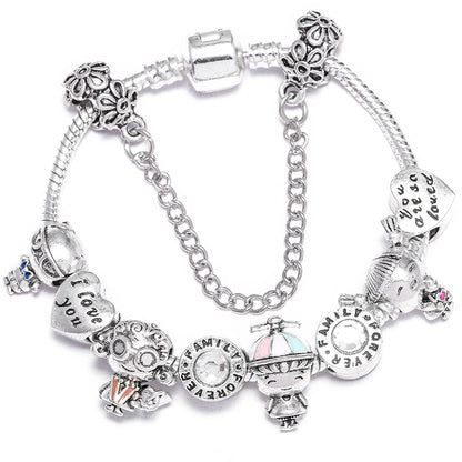 BAOPON Dropshipping Vintage Silver Color Charms Bracelets for Women DIY Crystal Beads Brand Bracelets Women Pulseira Jewelry