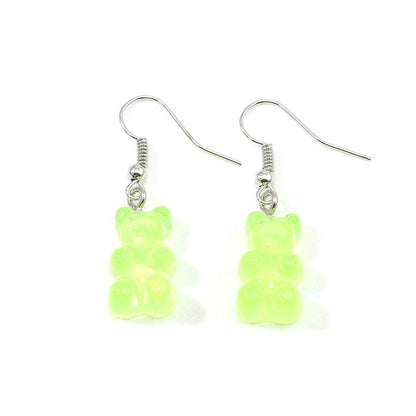 Creative Cute Candy Colorful Animal Gummy Bear Earrings Minimalism Cartoon Design Female Ear Hooks Danglers Jewelry Kids Gift