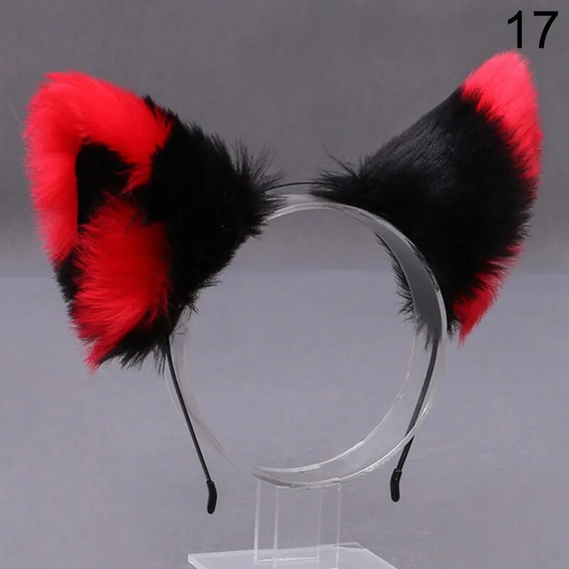 1PC Realistic Furry Animal Cat Ears Headband Lolita Cute Faux Fur Anime Hair Hoop Halloween Cosplay Party Headpiece