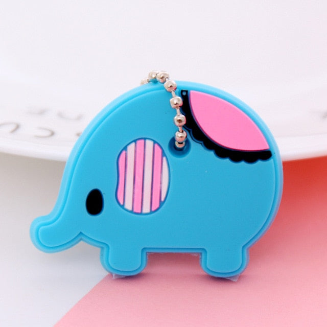 1Pcs Animal Cartoon Key Cover Cap Silicone Key Accessories PVC Soft Dog Cat Key Holder Key Chain For Girl Women Trinket Gift