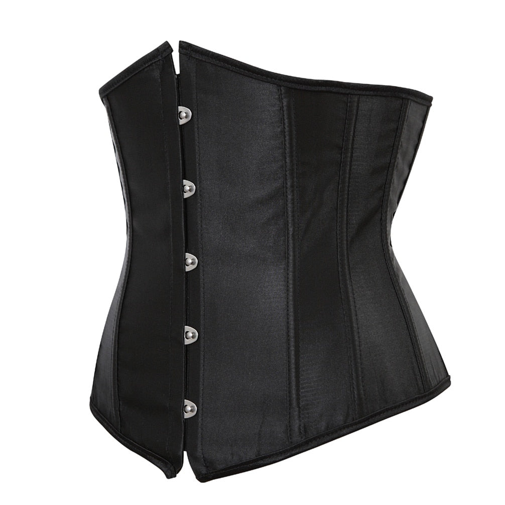 Underbust Corset Women's Underwear Waist Slimming Body Shaper Corset Top for Women Steampunk Lace-up Corset Belt White