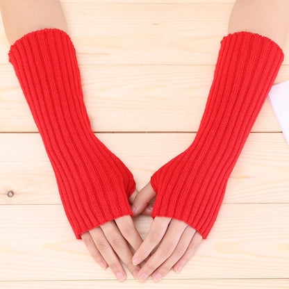 New Women Fingerless Gloves Arm Warmers Goth Knitted Kawaii Work Gloves Ankle Wrist Sleeves Harajuku Anime Cosplay Accessories