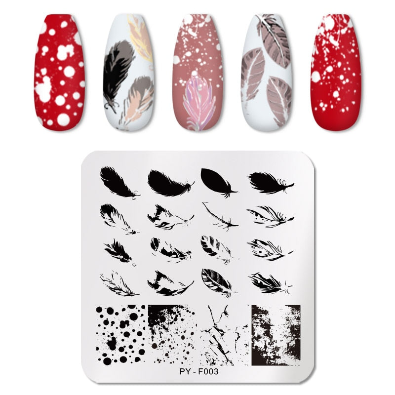 PICT YOU Rose Flower Nail Stamping Plates  Line Pictures Nail Art Plate Stamp Template Marble Leaves Image Printing Plates Tools