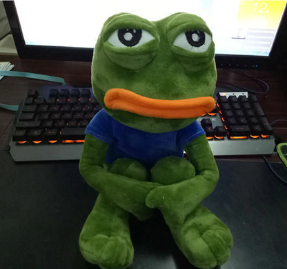 Pepe The Frog Poseable Plushie 18" Sad Frog Meme Soft Stuffed Plush Toy: Hilarious Cuddle Buddy Meme Doll The Perfect Gift