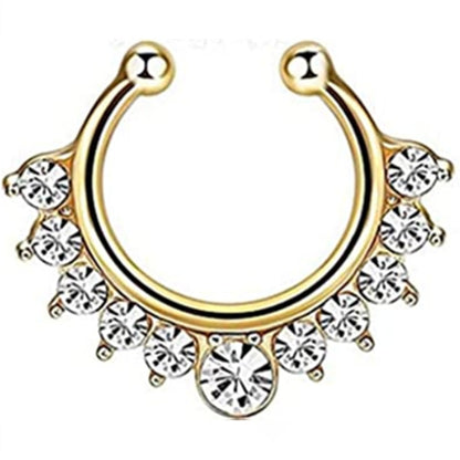 1/2Piece Stainless Stell Fake Nose Ring Septum Piercing Jewelry Crystal Fake Septum Piercing Ring Bulk Faux Nose Piercing Lot