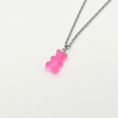 Handmade 33 Colors Cute Judy Cartoon Bear Chain Necklaces, Candy Color Pendant For Women&Girl Daily Jewelry Party Gifts