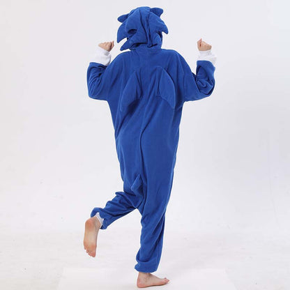 Kawaii Sonic the Hedgehog Hooded Onesie: Kigurumi Pajamas Kids & Adult Sizes Halloween Cosplay Costume