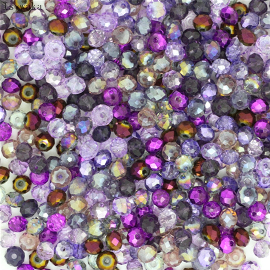 Isywaka Pink Multicolor 4*6mm 50pcs  Rondelle Austria faceted Crystal Glass Beads Loose Spacer Round Beads for Jewelry Making