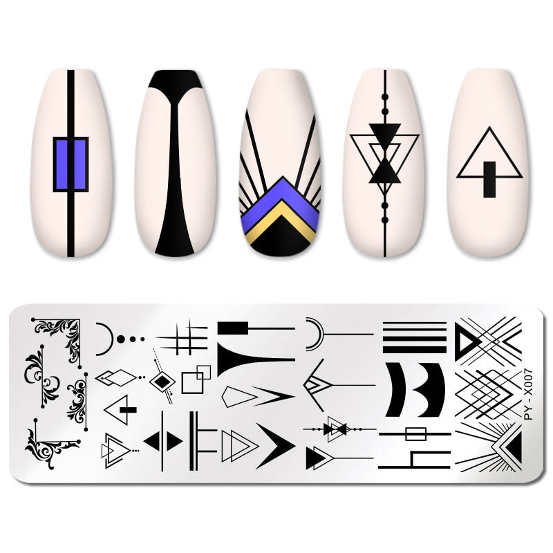 PICT YOU Rose Flower Nail Stamping Plates  Line Pictures Nail Art Plate Stamp Template Marble Leaves Image Printing Plates Tools