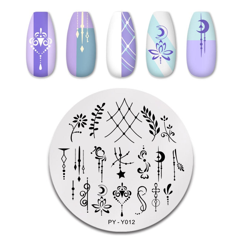 PICT YOU Rose Flower Nail Stamping Plates  Line Pictures Nail Art Plate Stamp Template Marble Leaves Image Printing Plates Tools