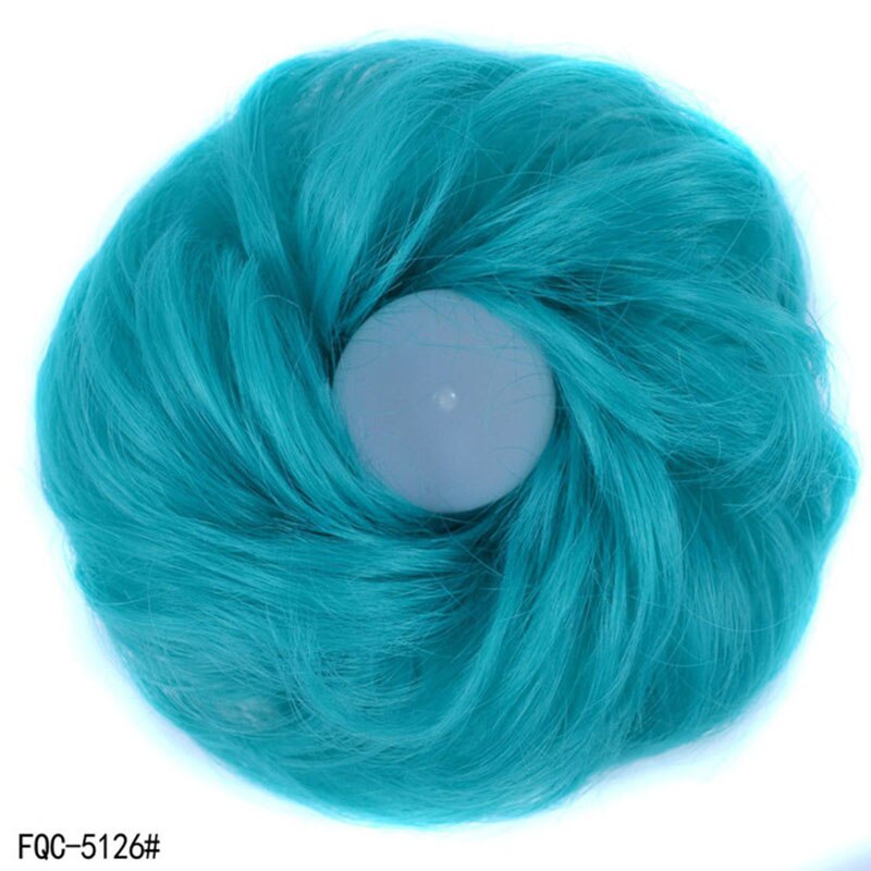 Jeedou Messy Bun Chignon Donut Hair Pad Elastic Hair Rope Rubber Band Synthetic Hairpiece Black Gary Brown Color