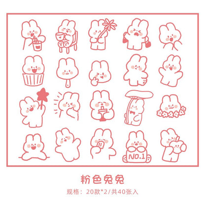 40 pcs Cute Rabbit Bear daily life Decorative Stickers Scrapbooking Diary Stationery Album Phone Accessories Journal Planner
