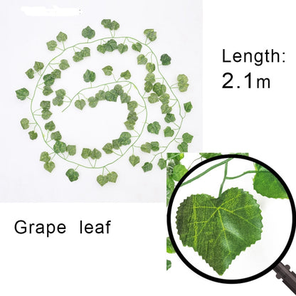 90cm Artificial Vine Plants Hanging Ivy Green Leaves Garland Radish Seaweed Grape Fake Flowers Home Garden Wall Party Decoration