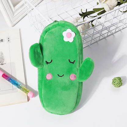 1Pcs Kawaii Cartoon Pencil Case Plush Cute Handle Pencilcase School Supplies Pencil Bag for Boy Girl Stationery Pouch