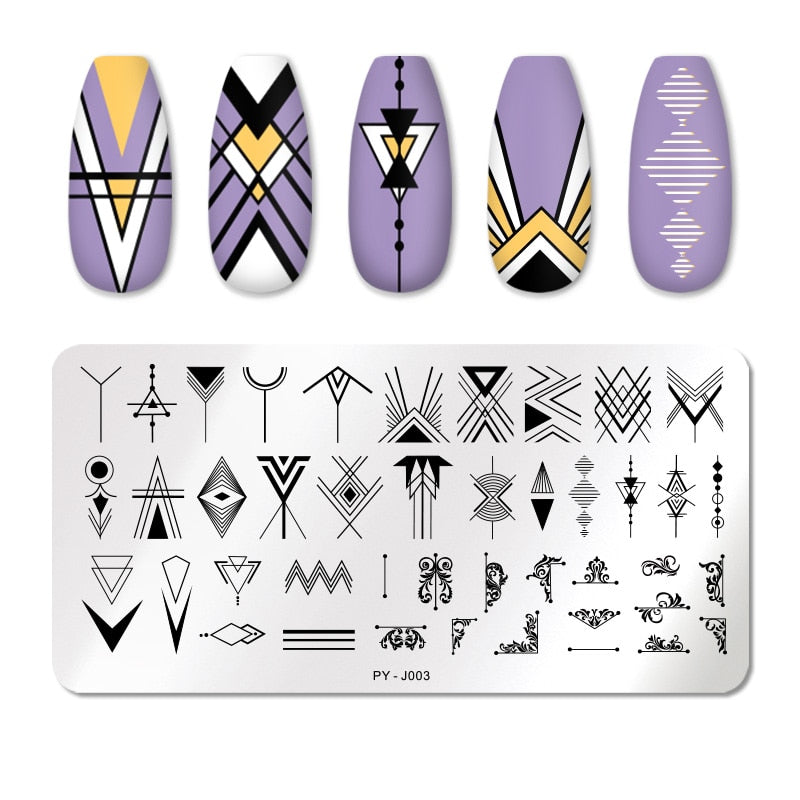 PICT YOU Rose Flower Nail Stamping Plates  Line Pictures Nail Art Plate Stamp Template Marble Leaves Image Printing Plates Tools