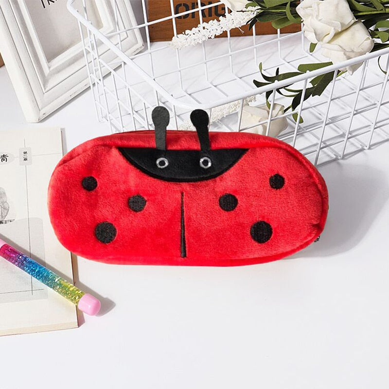 1Pcs Kawaii Cartoon Pencil Case Plush Cute Handle Pencilcase School Supplies Pencil Bag for Boy Girl Stationery Pouch