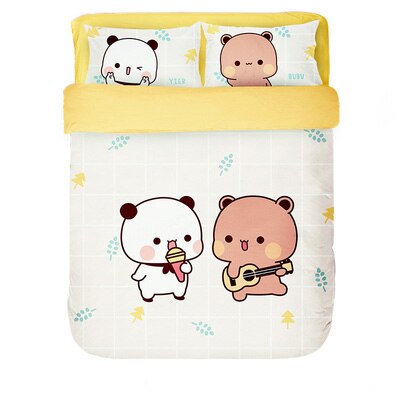 4Pcs Set Kawaii Cat Bed Sheet Cotton Bedding Set Soft Comforter Cover Twin Full Queen Size For Girls Bed Sheets and Pillowcases