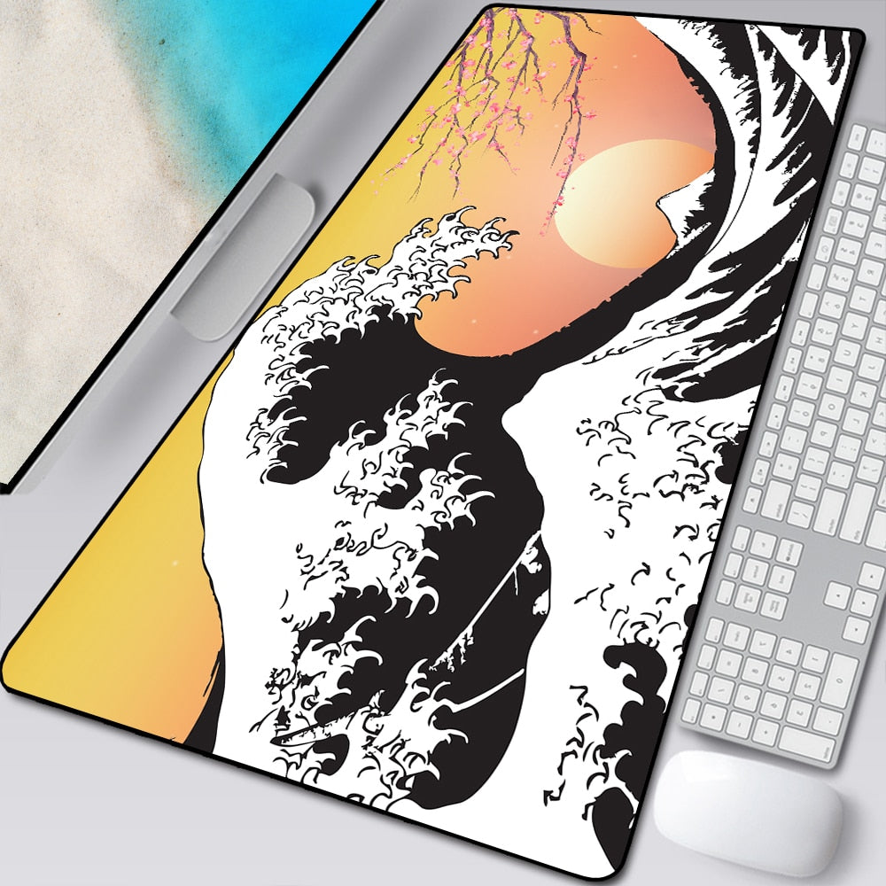 Great Wave Off Art Large Size Mouse Pad Anime Cute Natural Rubber PC Computer Gaming Mousepad Desk Mat Locking Edge for CSGO LOL