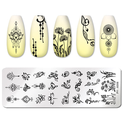 PICT YOU Rose Flower Nail Stamping Plates  Line Pictures Nail Art Plate Stamp Template Marble Leaves Image Printing Plates Tools