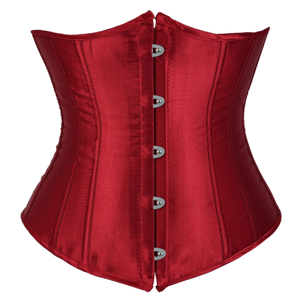 Underbust Corset Women's Underwear Waist Slimming Body Shaper Corset Top for Women Steampunk Lace-up Corset Belt White