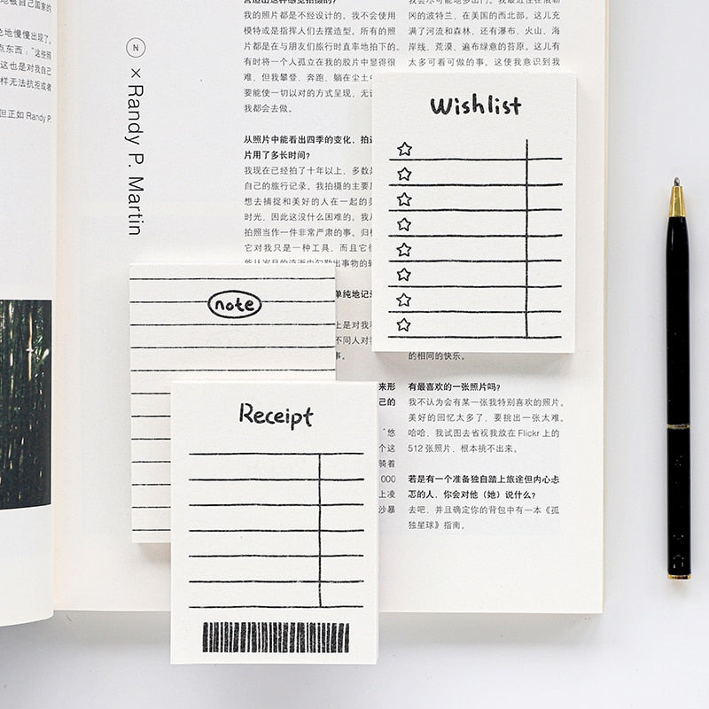 Journamm 50pcs Simplicity Cute Styles Memo Pad Scrapbooking Decoration Office Supplies Creative Stationery Planner Sticky Notes